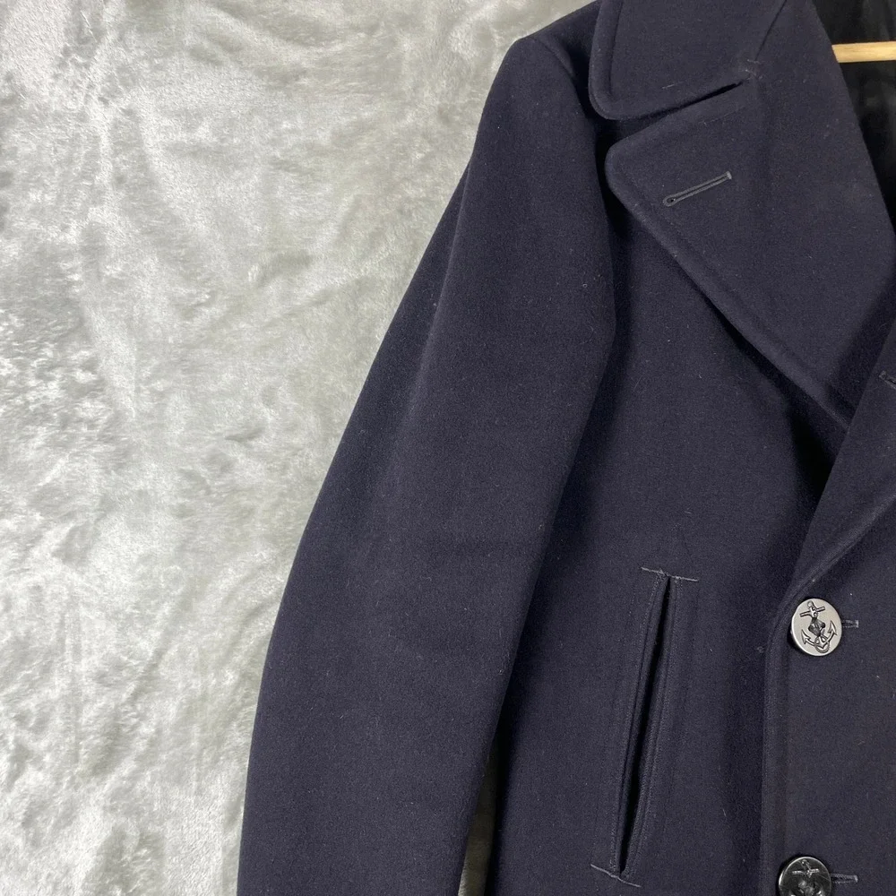 Vintage 60s US Navy Pea Coat Men 34 Navy Wool Double Breasted 1967 Jacket